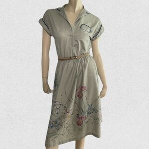 Vintage 1970d Midi Belted Shirt Dress